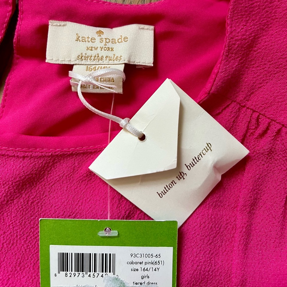 NWT Kate Spade Pretty in Pink Tiered Dress with ruffle bottom. Size 164/14years. - Picture 3 of 5